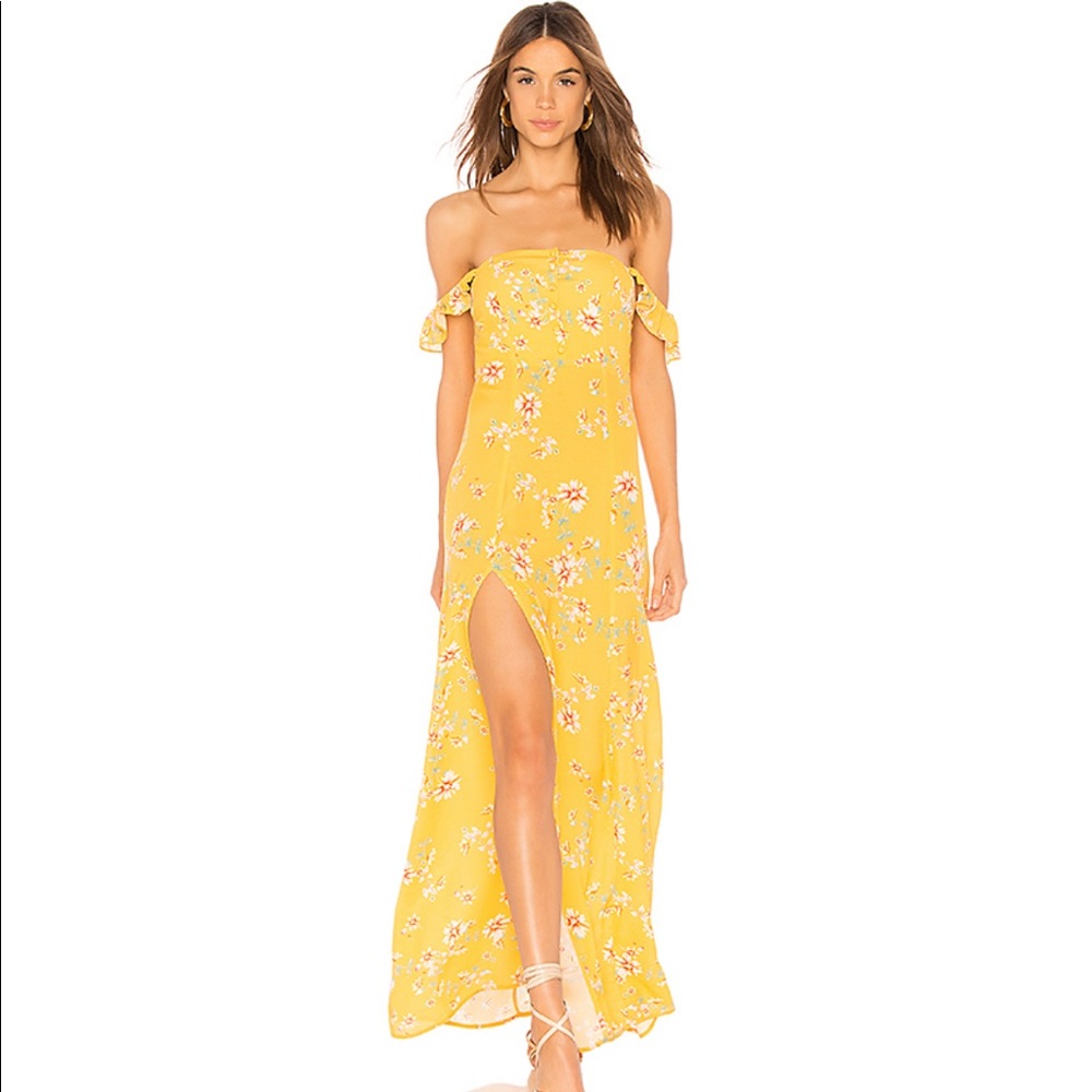 Flynn Skye Bardot Maxi Dress in Touch Of Honey
